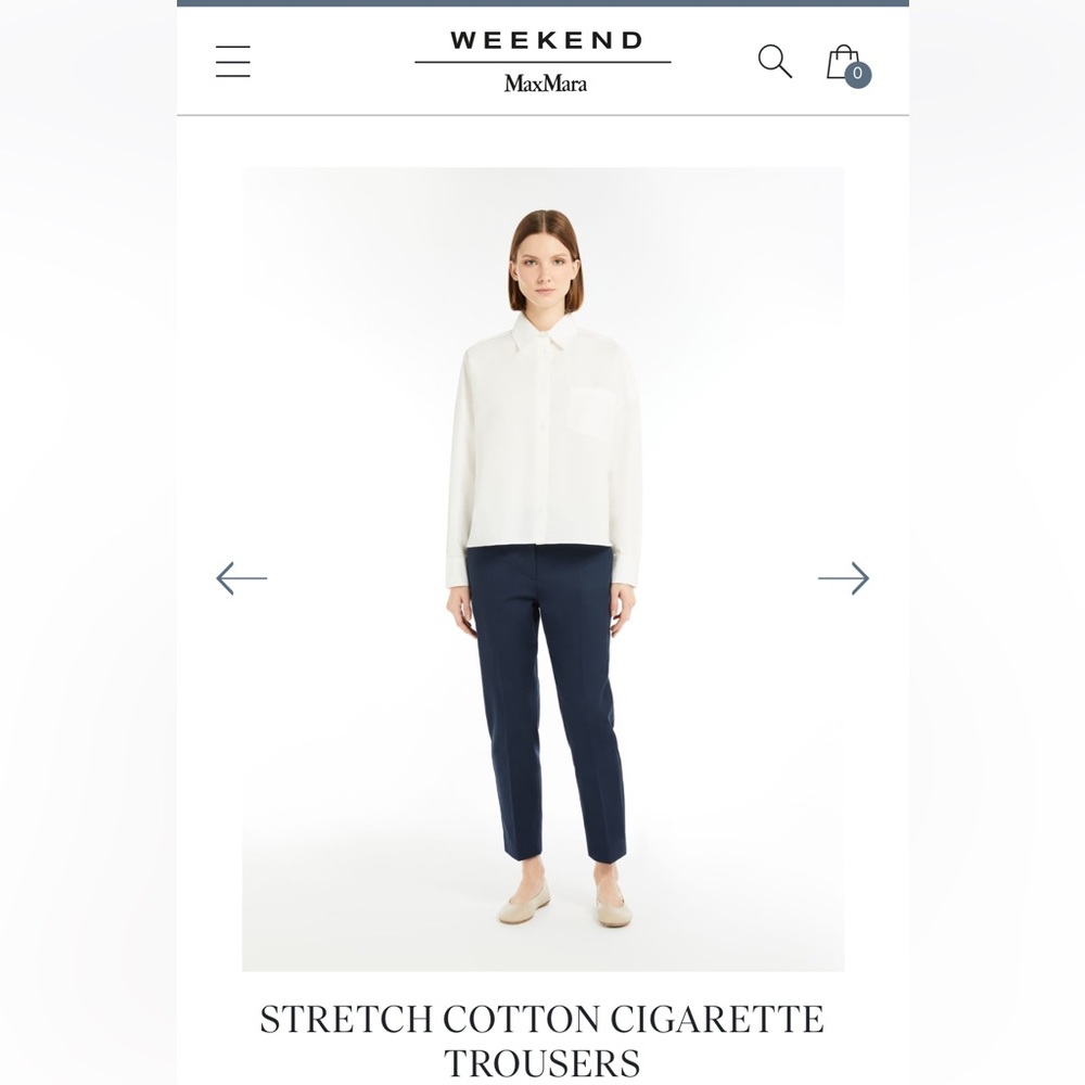 NWOT Weekend MaxMara Stretch Cotton Cigarette Trousers